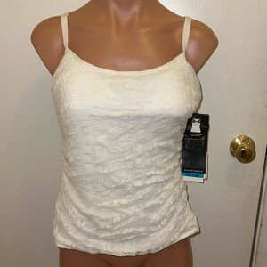 NWT coco reef crochet tankini top white
